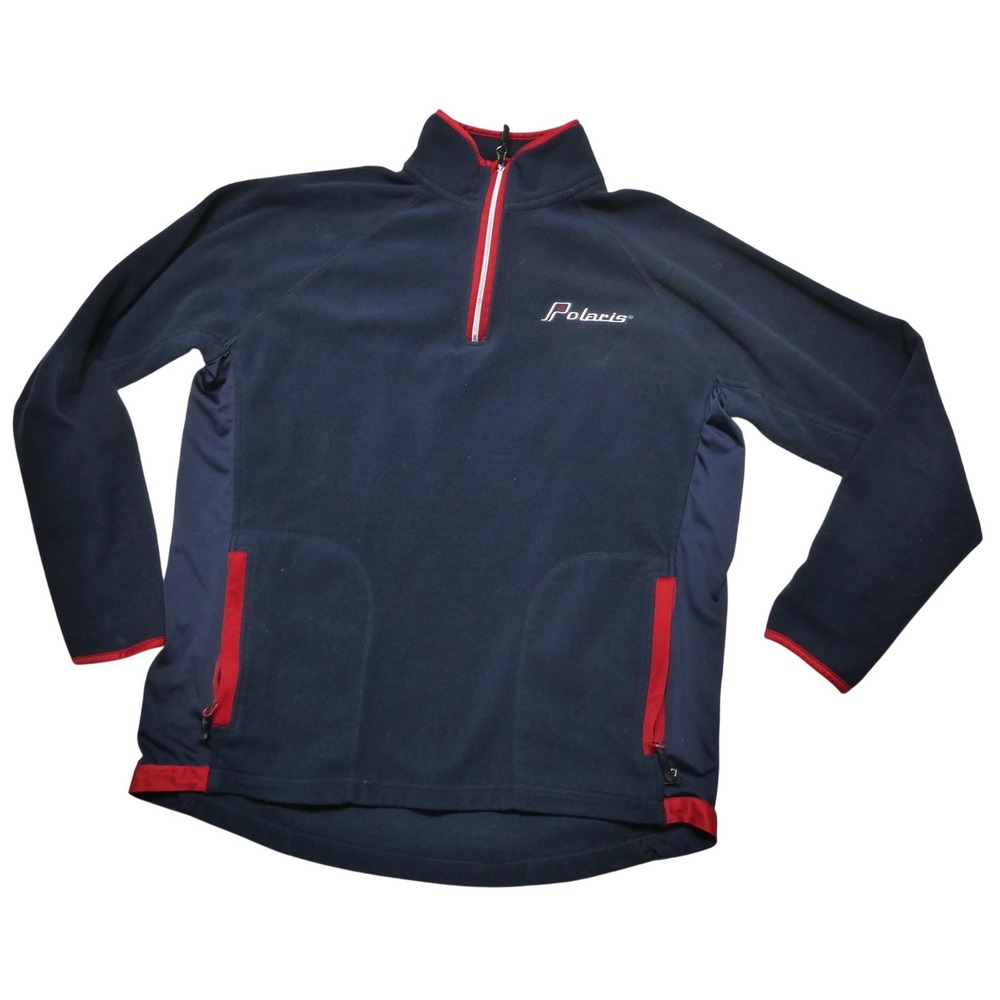 Polaris Pullover Mens Large Blue Fleece 1/4 Zip Long Sleeve Pockets Thermal